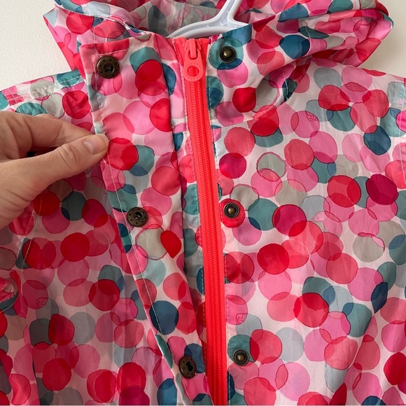 Joules girls 7-8 long cinch waist hooded rain jacket coat polka dot colourful - Picture 4 of 11